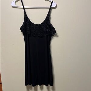 Xhilaration Black Chemise Slip Dress with Flounce Detail